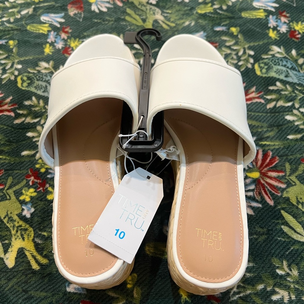 Time and Tru Women's Cream Wedge Slides Size 10 NWT - Picture 8 of 8